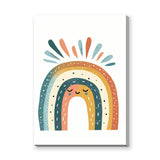 Sleepy Boho Rainbow Kids Wall Art – Smiling Boho Rainbow with Colorful Rays