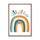 Sleepy Boho Rainbow Kids Wall Art – Smiling Boho Rainbow with Colorful Rays