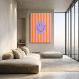 Smiley Face Pop Art Wall Art – Pink and Orange Striped Kids Print