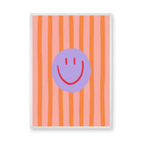 Smiley Face Pop Art Wall Art – Pink and Orange Striped Kids Print