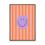 Smiley Face Pop Art Wall Art – Pink and Orange Striped Kids Print