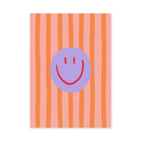 Smiley Face Pop Art Wall Art – Pink and Orange Striped Kids Print