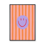 Smiley Face Pop Art Wall Art – Pink and Orange Striped Kids Print