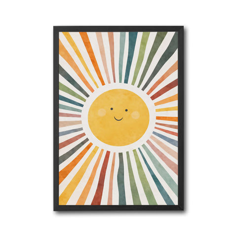 Smiling Sun Aesthetic Home Art Décor Poster – Colorful Sunshine Print for Bright Home Decor