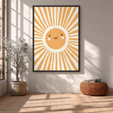 Smiling Sun Kids Nursery Wall Art – Orange Rays on Cream