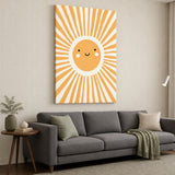 Smiling Sun Kids Nursery Wall Art – Orange Rays on Cream