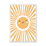 Smiling Sun Kids Nursery Wall Art – Orange Rays on Cream