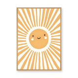 Smiling Sun Kids Nursery Wall Art – Orange Rays on Cream