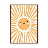 Smiling Sun Kids Nursery Wall Art – Orange Rays on Cream