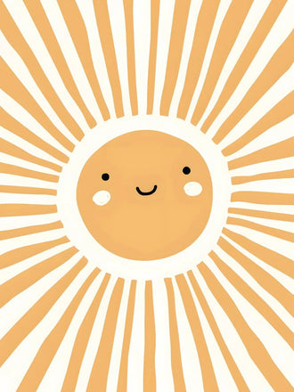 Smiling Sun Kids Nursery Wall Art – Orange Rays on Cream