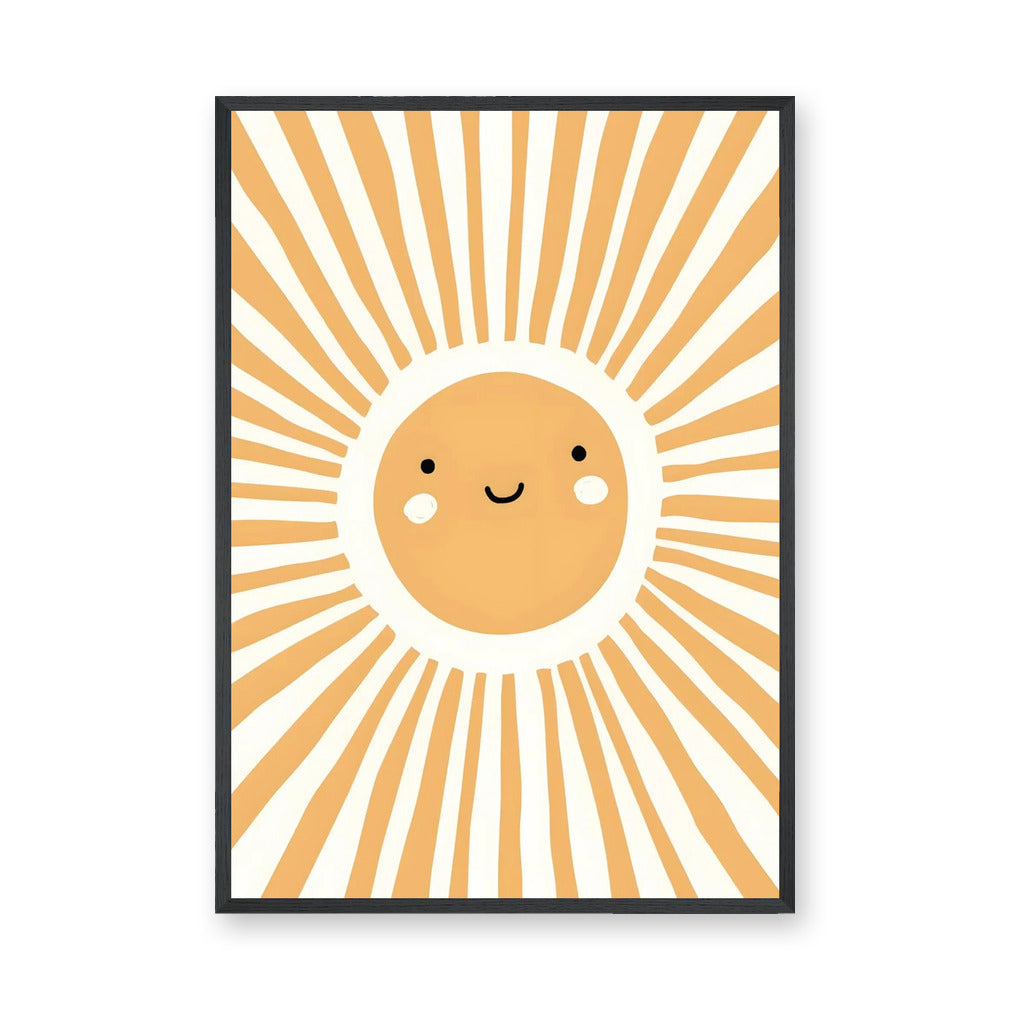 Smiling Sun Kids Nursery Wall Art – Orange Rays on Cream