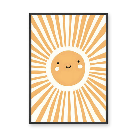 Smiling Sun Kids Nursery Wall Art – Orange Rays on Cream