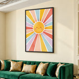 Smiling Sun Kids Wall Art – Colorful Pastel Rays for Nursery