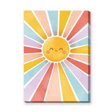 Smiling Sun Kids Wall Art – Colorful Pastel Rays for Nursery