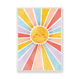 Smiling Sun Kids Wall Art – Colorful Pastel Rays for Nursery