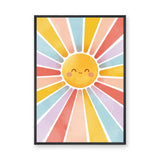 Smiling Sun Kids Wall Art – Colorful Pastel Rays for Nursery