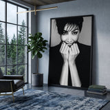 Smiling Woman Portrait Modern Wall Art – Black and White Photo Print