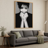 Smiling Woman Portrait Modern Wall Art – Black and White Photo Print