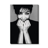 Smiling Woman Portrait Modern Wall Art – Black and White Photo Print