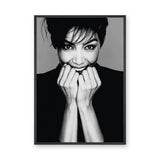 Smiling Woman Portrait Modern Wall Art – Black and White Photo Print