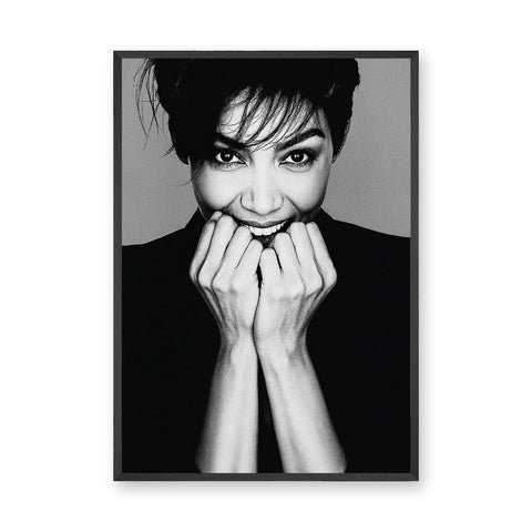 Smiling Woman Portrait Modern Wall Art – Black and White Photo Print