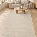 Soft Modern Shag Area Rug – Cream 1 in a living room