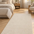 Soft Modern Shag Area Rug – Cream 1 in a bedroom
