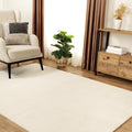 Soft Modern Shag Area Rug – Cream 1 in a living room