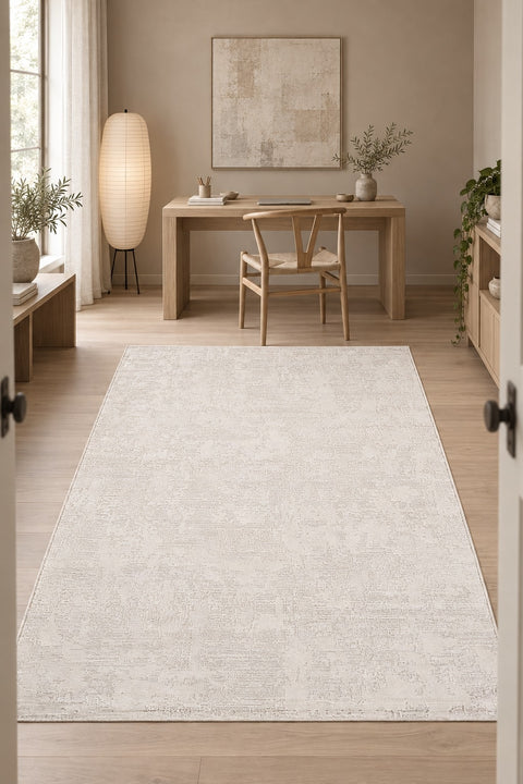 Soft Modern Shag Area Rug – Cream 3 in a office