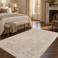 Soft Modern Shag Area Rug – Cream 4 in a bedroom