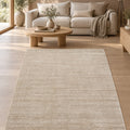 Soft Modern Shag Area Rug – Cream & Beige 1 in a living room