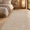 Soft Modern Shag Area Rug – Cream & Beige 1 in a bedroom