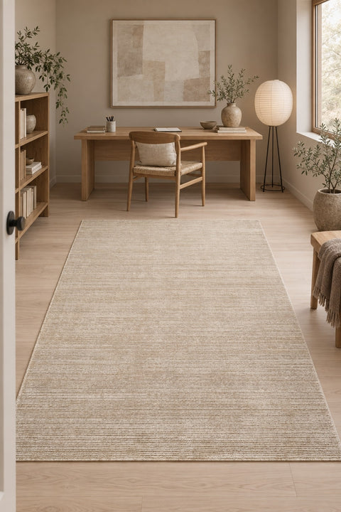 Soft Modern Shag Area Rug – Cream & Beige 1 in a office