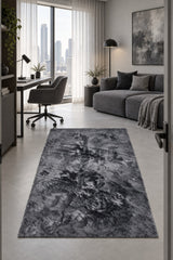 Soft Plush Modern Area Rug – Charcoal in a office