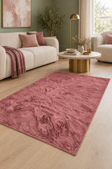 Soft Plush Modern Area Rug – Dusty Rose in a living room