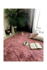 Soft Plush Modern Area Rug – Dusty Rose in a living room