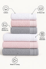 Solid Cotton Bath Towel Set of 6 – features