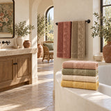 Solid Cotton Hand Towel Set of 6 in a bathroom