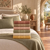 Solid Cotton Hand Towel Set of 6 in a bedroom