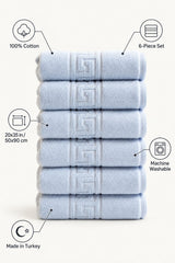 Solid Cotton Hand Towel Set of 6 – Blue – features