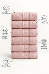 Solid Cotton Hand Towel Set of 6 – Blush – features