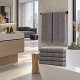 Solid Cotton Hand Towel Set of 6 – Charcoal in a bathroom