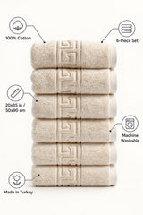 Solid Cotton Hand Towel Set of 6 – Cream – features