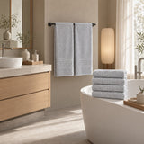 Solid Cotton Hand Towel Set of 6 – Gray in a bathroom