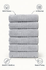 Solid Cotton Hand Towel Set of 6 – Gray – features