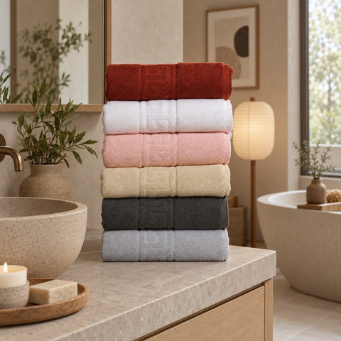 Solid Cotton Hand Towel Set of 6 – Honey in a bathroom