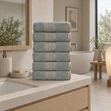 Solid Cotton Hand Towel Set of 6 – Mint in a bathroom