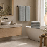 Solid Cotton Hand Towel Set of 6 – Mint in a bathroom