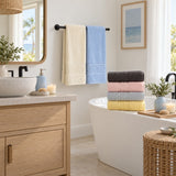 Solid Cotton Hand Towel Set of 6 – Mixed Colors in a bathroom