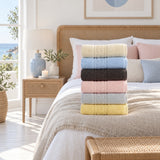 Solid Cotton Hand Towel Set of 6 – Mixed Colors in a bedroom